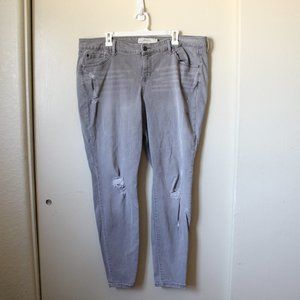 TORRID DISTRESSED GREY SKINNY JEANS